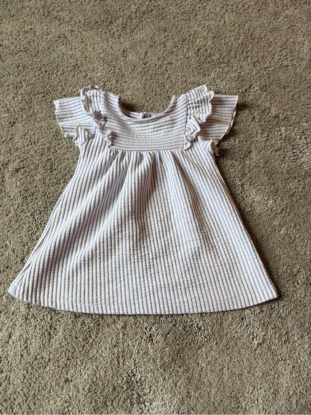 Zara Girls Striped Ruffle Sleeve Dress
